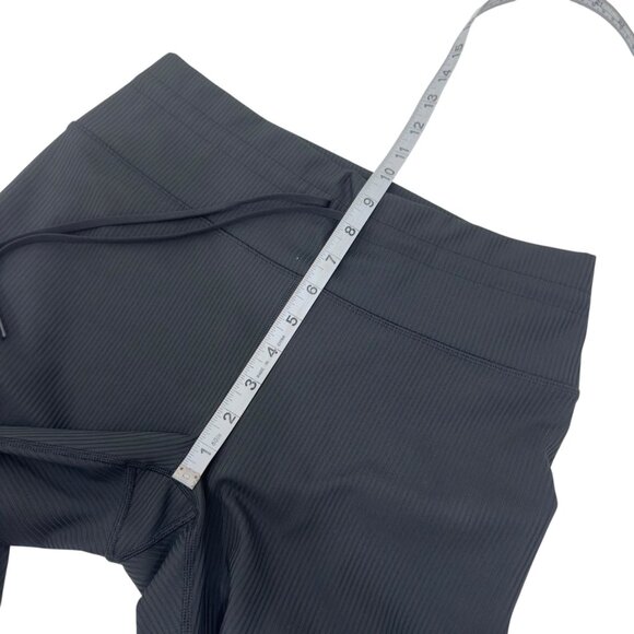 Fabletics Women Black Ribbed Mid-Rise Leggings SZ XL With Drawstring Waist - Picture 6 of 10